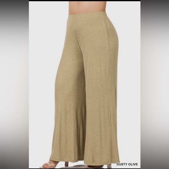 Pants - 11. Women's Dusty Olive Two Tone Rib Pants